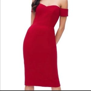 NWOT Dress the Population Bailey Off the Shoulder Bodycon Red Dress Medium
